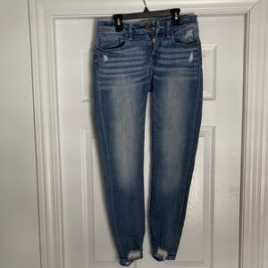 BKE Women's Distressed Blue Skinny Jeans